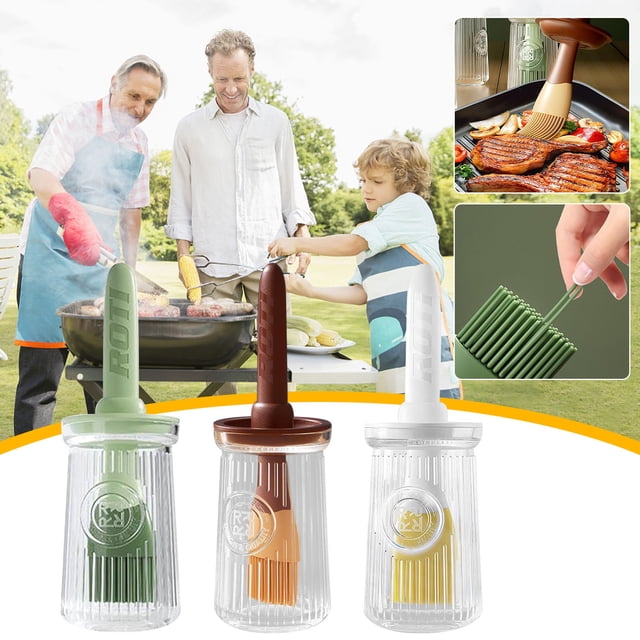 Sentmoon Brosse à Barbecue Circulaire avec Bouteille Brosse à Huile à Long Manche Outil de Cuisson jusqu'à 40 % de Réduction