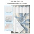 thumbnail image 2 of No Hook Cloth Fabric Shower Curtain with Snap in Liner, Blue Palm Trees Waterproof Shower Curtains Set with See Through Top Window, Vintage Summer Botanical Wooden Grain Bath Curtains Shower 36"x78", 2 of 6