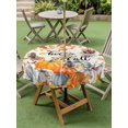 thumbnail image 3 of Outdoor Tablecloth with Umbrella Hole and Zipper, Fall Thanksgiving Round Table Cloth 60 Inch Waterproof Tablecloth, Orange White Pumpkin Maple Leaf Picnic Table Cover for Patio Camping, 3 of 7