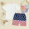 thumbnail image 3 of Bagilaanoe 4th of July Clothes for Toddler Baby Boys Short Sleeve Letter Print T-Shirt Tops + Striped Shorts 6M 12M 18M 24M 3T Kids Independence Day Clothes 2pcs Short Pants Set, 3 of 8
