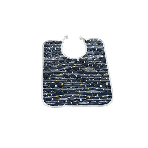 Seitruly Babero de alimentación para ancianos, Protector de ropa lavable, resistente a las manchas, transpirable, para comer, delantal de ayuda masajeadores punto azul marino