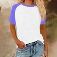 thumbnail image 2 of FAIWAD Hauts d'Été pour Femmes Manches Courtes Col Rond T-Shirts Grande Taille Tunique Décontractée à Blocs de Couleur, P-5TG, 2 of 5