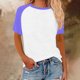 thumbnail image 2 of Tops de Cuello Redondo para las Mujeres en Contraste Impreso Suéter de Manga Corta Top de Moda, Blusa Casual Ligera para Diario, 2 of 5