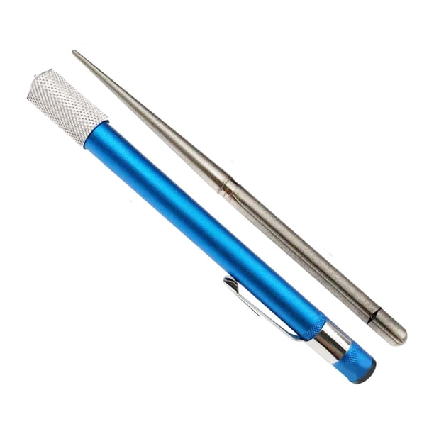 Varilla de de diamante Herramienta de de la cocina Pen con lápiz de piedra de retráctil ligero para mochilero al aire libre Cabeza azul y doble