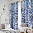 thumbnail image 5 of Blackout Kids Curtains,Blue Ethnic Floral Patchwork Pattern Childrens Insulated Curtains Set Of 2,Bedroom Essentials,Toddler Room Decor 52x84in(132x213cm), 5 of 5