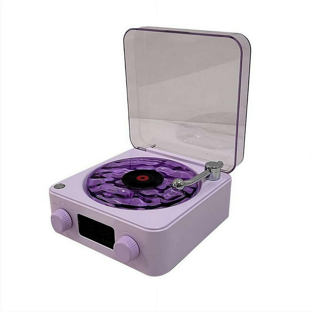 Bluetooth Speaker With White Noise Retro Turntable Speaker With Adjustable Ambient Player Music Modes With Lights With Time 4