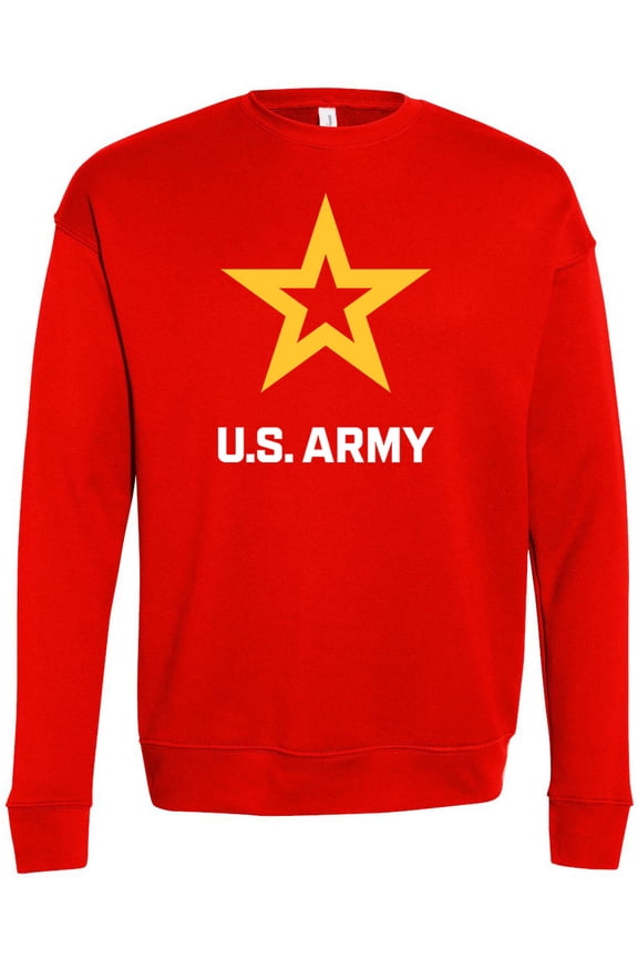 Mens US United States Army Logo Fleece Sweatshirt, Small Poppy Red