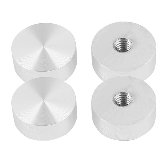 Unique Bargains M6 Thread 20mm Diameter Round Shape Aluminum Disc Hardware for Glass Table 4pcs