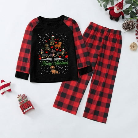 

ERTUTUYI Parent Child Children S Clothing Parent Child Warm Christmas Suit Plaid Print Home Service Children S Suit Black 130