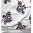 thumbnail image 1 of Soimoi Poly Georgette Fabric Leaves & Floral Block Printed Fabric 1 Yard 52 Inch Wide, 1 of 3