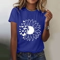 thumbnail image 2 of Outfmvch Tops for Women Trendy Spring Tops for Women 2024 Womens Tops Shirts for Women Sunflower Summer T Shirt Plus Size Loose Blouse Short Sleeve Graphic Casual Tees Polyester Spandex Blue M, 2 of 5