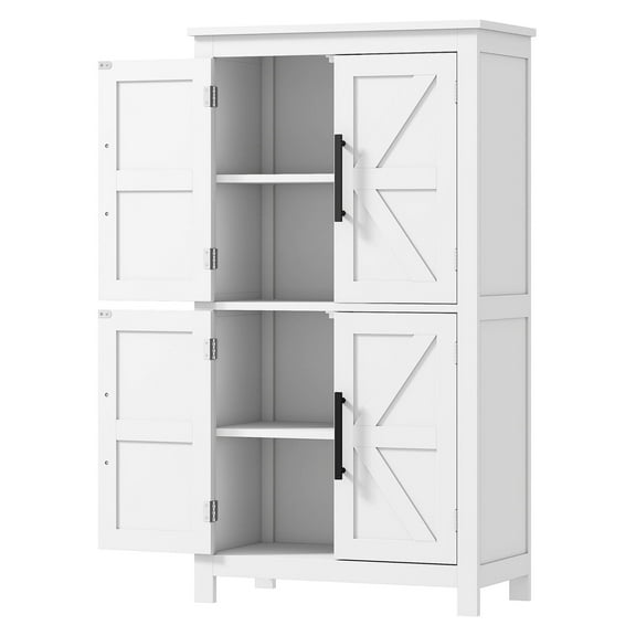 Bathroom Cabinet, 4 Tier Freestanding Storage, Farmhouse White Cabinet with Adjustable Shelves, 23.6"x11.8"x43.3", Water Resistant