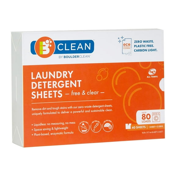 Boulder Clean Laundry Detergent Sheets Free and Clear 40/Pack BCL607476EA