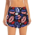 thumbnail image 2 of Goofa American With Lips Printed Women 2 in 1 Running Shorts,Quick Dry Athletic Workout Shorts,High Waisted Athletic Shorts with Liner Pockets-Large, 2 of 9