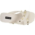 thumbnail image 3 of Nine West Pipa 3 White Slip On Rounded Toe Multi Strap Embellished Wedge Sandals (White, 7.5), 3 of 5