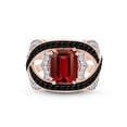 thumbnail image 2 of AFFY 4.38 Ct Emerald Cut Garnet, White Topaz & Black Spinel Solitaire Engagement in 14k Rose Gold Over Sterling Silver Ring Size - 7.5, 2 of 7