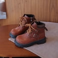 thumbnail image 4 of Ticikt Girls Retro Fashion Ankle Boots, Double‑Buckle Decor Non‑Slip Sole Faux‑Leather Short Booties,Brown, 4 of 7