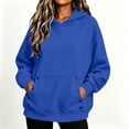 thumbnail image 3 of SYwaren Women's Casual Hoodies Solid Color Long Sleeve Button Pocket Oversized Loose Pullover Sweatshirt, 3 of 8