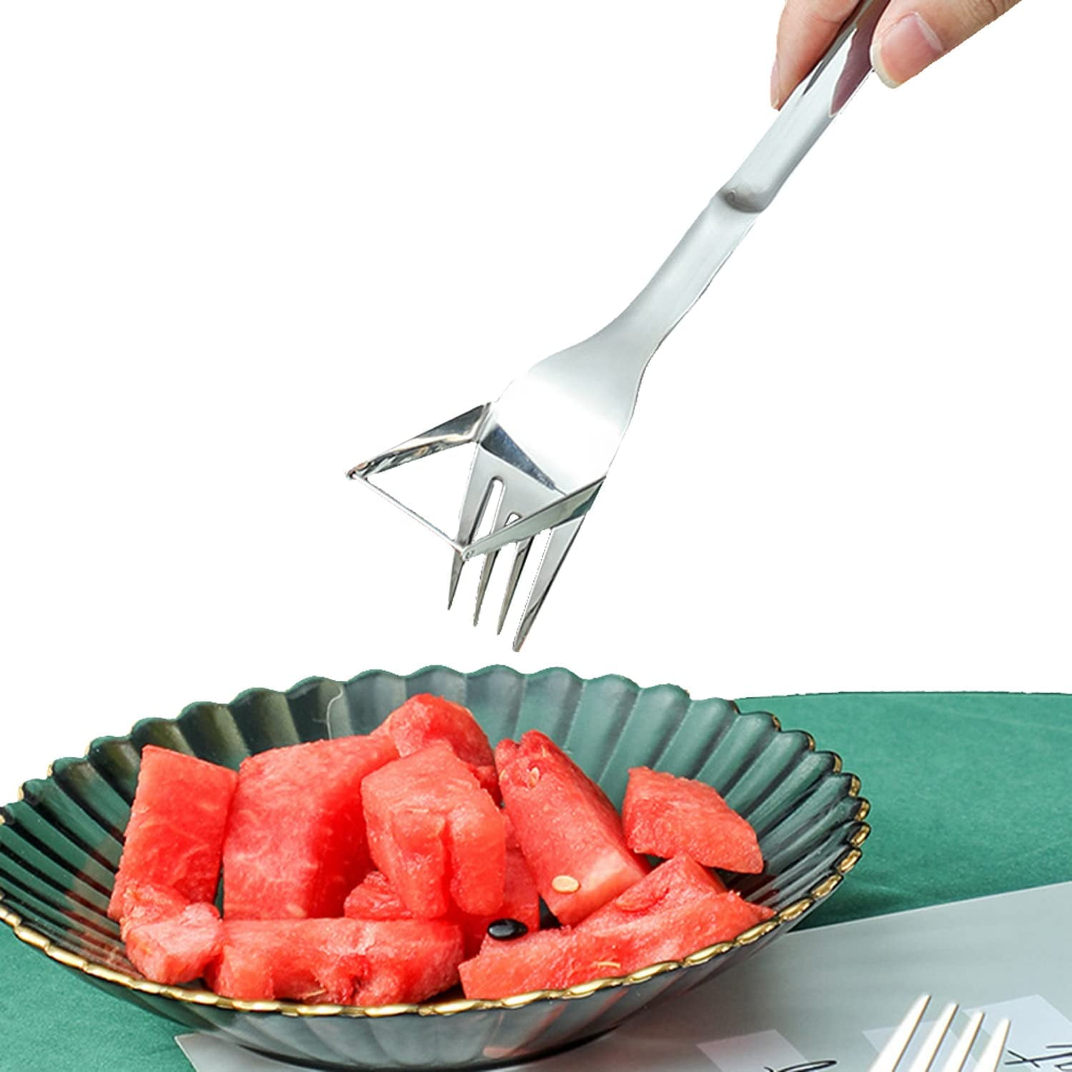 XUANYI Multipurpose Stainless Steel Watermelon Fork Melon Slicer