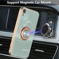 thumbnail image 5 of Electroplated Magnetic Ring Holder Case for iPhone XR, 360 Degree with Rotation Metal Finger Ring Holder Magnet Car Holder Soft Silicone Shockproof Cover for iPhone XR - Mint Green, 5 of 14