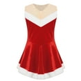 thumbnail image 2 of YONGHS Kids Girl Christmas Velvet Santa Claus Dress with Hat Ice Skating Leotard Ballet Dancewear Red 12, 2 of 7