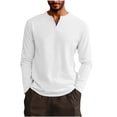 thumbnail image 4 of DPTALR Men's Casual Solid Color Loose V-Neck Lightweight Breathable Long Sleeve Pullover Top,White, L, 4 of 7