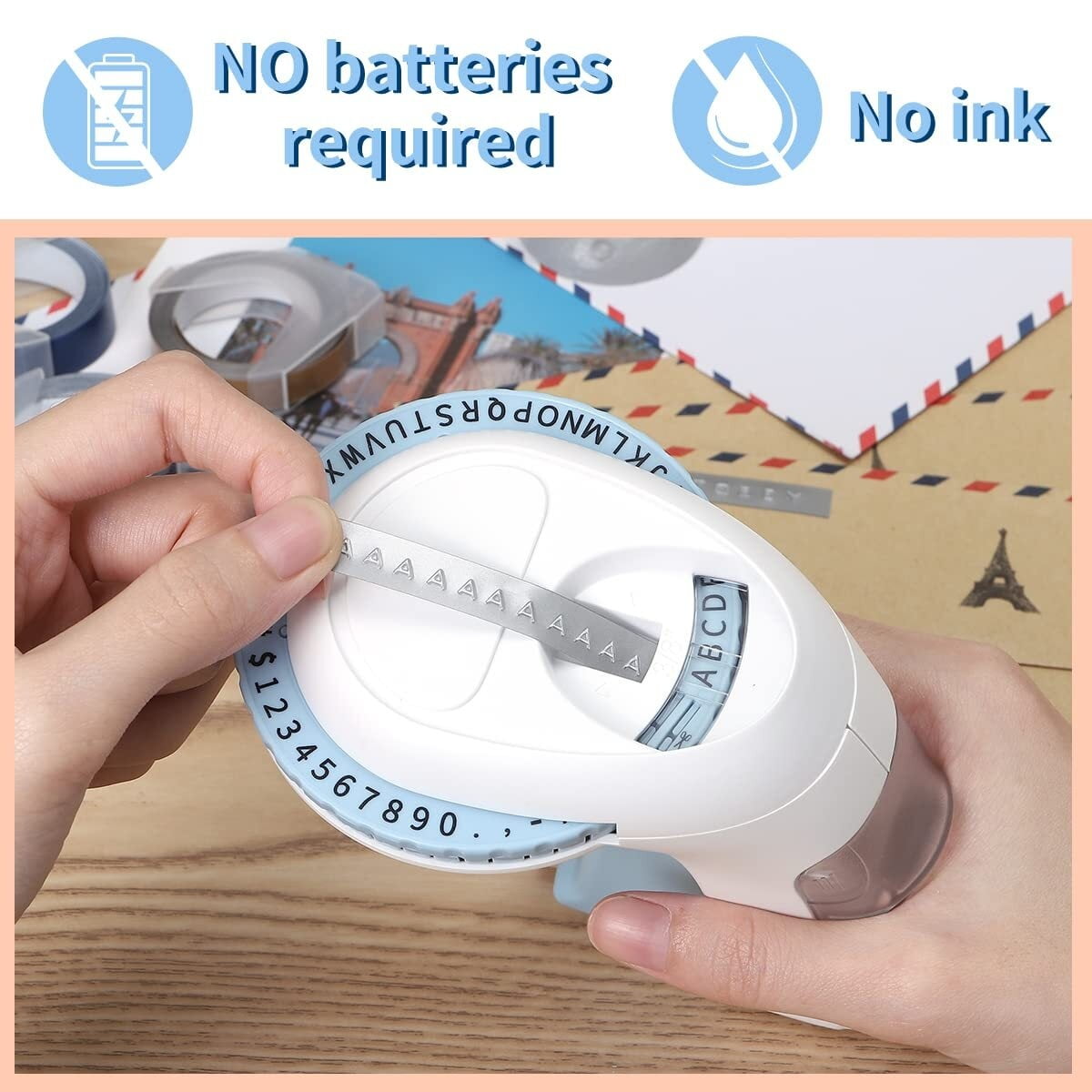 Embossed Labeler, A Portable Handheld Label Printer with 3D Embossing Tape ,Fast-Drying Ink with Crisp Output