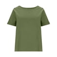 thumbnail image 6 of New Plus Size Tops for Womens Summer Fashion Solid Color Long-sleeved Round Neck Button Cuff Open Pullover T-shirt, 6 of 9