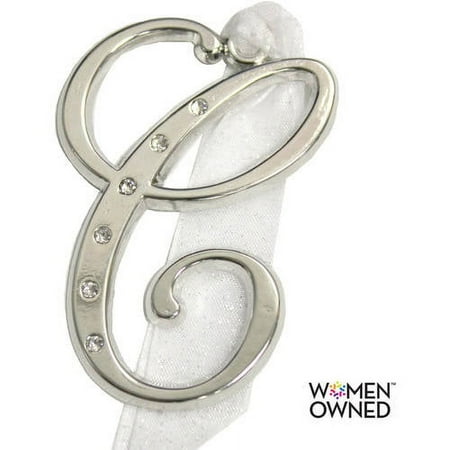 Gloria Duchin Silvertone Initial with Swarovski Crystals