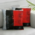 thumbnail image 3 of Red and Grey Abstract Art Pillow Cover, Modern Black White Wall Decorative Throw Pillows Cushion Cover for Bedroom Sofa Living Room Set of 2, 3 of 8