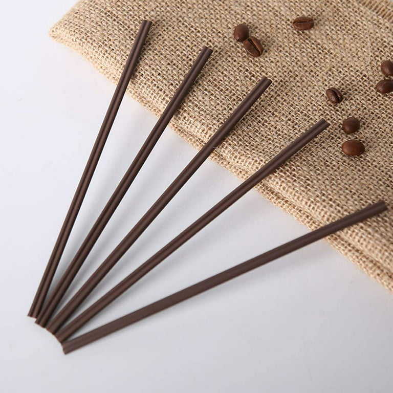 [100 Bulk Pack] 7 Inch Plastic Sip Stirrers/Straws - Disposable Stir Sticks  for Coffee & Cocktail - Brown 