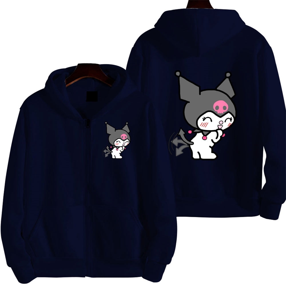 Chandail à Capuchon à Fermeture Éclair pour Femmes Automne Hiver Mignon Kawaii Sanrio Hello Kitty Motif