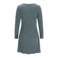 thumbnail image 5 of Npasoilc Fall Dresses For Women Long Sleeve Round Neck Button Down Dress Ribbed Knee Length Dress Tunic Sweater Dresses A Line Swing Mini Babydoll Dress, 5 of 7
