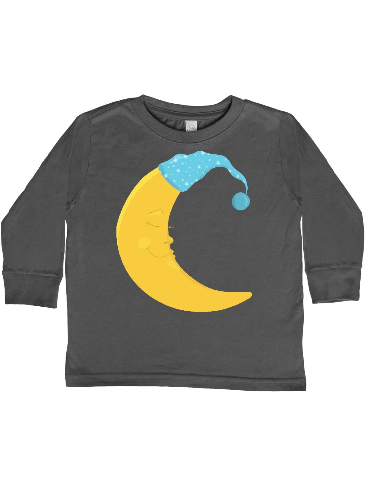 inktastic Yellow Moon with Blue Nightcap Sleeping Moon Long Sleeve Creeper 