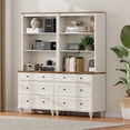 thumbnail image 2 of Set of 2 White Bookcases with 3 Drawers, Tall 3-Tier Open Shelf Book Case, Large Wooden Farmhouse Bookshelves for Bedroom, Living Room, Home Office, and Kitchen, 72'' Tall, 2 of 5