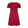 thumbnail image 4 of Dresses for Women 2025 Women'S Summer Dress Sleeveless Ruffle Sleeve Round Neck Mini Dress Solid Loose Short Flowy Dress Wedding Guest Dresses for Women Red XL Prime Day Deals Today 2025, 4 of 6