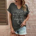 thumbnail image 2 of Women's V-Neck Graphic T-Shirt Funny Mom Tee Casual Loose Fit Summer Top Athletic Comfortable Print, 2 of 4