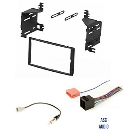 ASC Car Stereo Radio Install Dash Kit, Wire Harness, and Antenna Adapter for installing an Aftermarket Double Din Radio for 2009 2010 2011 2012 Hyundai Santa Fe without Factory (Best Aftermarket In Dash Navigation)