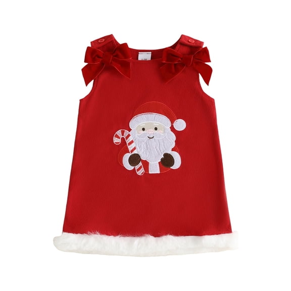 Loicainy Toddler Baby Girl Christmas Dress 6 12 18 24 Months 2T 3T Santa Embroidery Sleeveless Tank Dresses