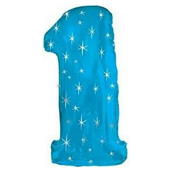 PMU PMU Number One Shape 38 Inch Metallic Blue Sparkles Mylar Balloon Pkg/1