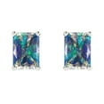 thumbnail image 3 of 2 ct Push-Back Stud Earrings for Women | 7x5mm Emerald Cut Blue Moissanite | 18K White Gold, 3 of 5