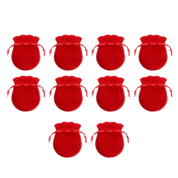 20pcs Gourd Jewelry Bag Bolsas de cordón de almacenamiento de franela para anillo Stud Pendientes Bolsas de dulces Bolsas de regalo (Estilo delgado rojo 9x12CM)