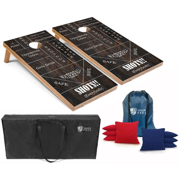Tailgating Pros Cornhole Boards - 4'x2' Cornhole Game w/Carrying Case & Set of 8 Corn Hole Bean Bags w/Tote