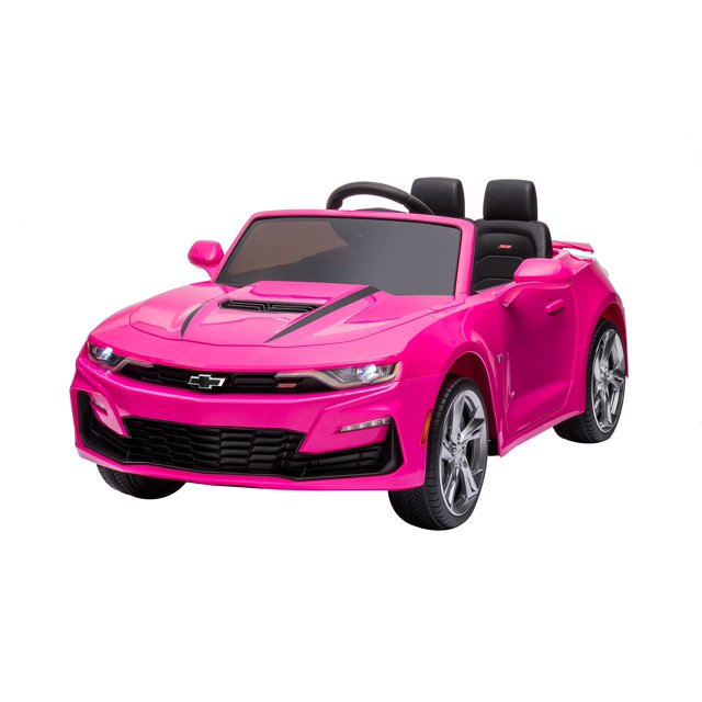 DAKOTT Coche deportivo para niños, Chevy Camaro con batería de 12 V con control remoto para padres, Bluetooth, bocina, música y faros traseros para 3-6 años