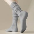 thumbnail image 2 of Yuanlong Womens Stockings Solid Ruched Slouchy Knit Stretchk Mid-Calf Socks Comfort Casual Daily Home Lady Slouch Socks, 2 of 6