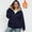 004 Navy, variant on Women's Plus Size Warm Fleece Jacket Coat Casual Hooded Drawstring Full Zip Outwear Jacket Long Sleeve Pockets Coat