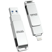 iDiskk MFi Certified Flash Drive 64GB Photo Stick for iPhone/iPad/MacBook/Laptops/ PC
