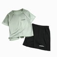 thumbnail image 4 of KPOPLK Boys Short Sets Athletic 2 Piece Teen Summer Outfits With Pockets Quick Dry Lightweight Heather Sports Sets Size 9-10 Years,Green, 4 of 4