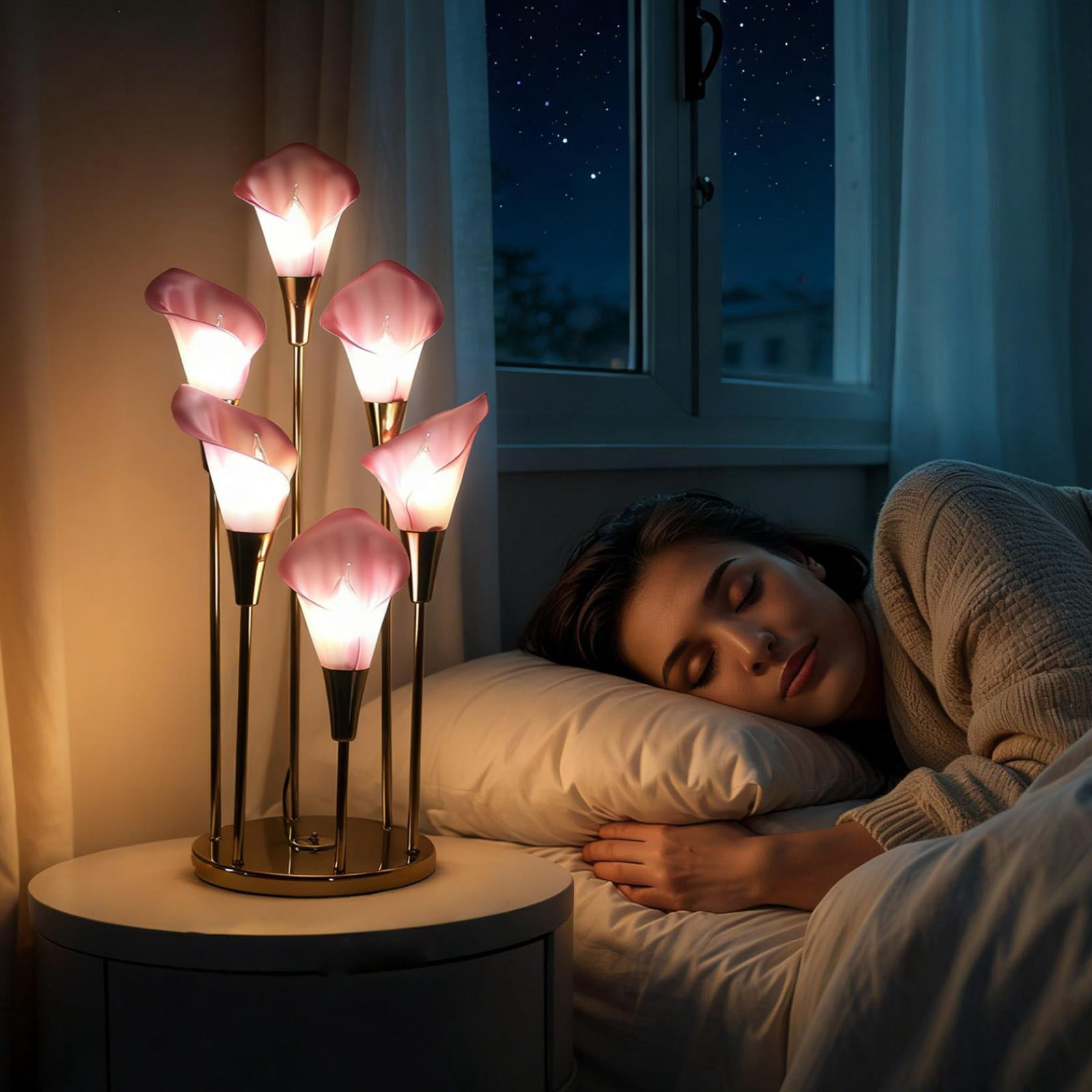Vintage Flower Table Lamp & Horseshoe Night Light - Nostalgic Reading Light with Lucky Charm, Bedside Lamp for Bedroom, Desk and Vintage Decor， 4 Flowers