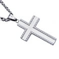 thumbnail image 2 of Arista Cubic Zirconia Men's Cross Pendant in Stainless Steel, 24", 2 of 3